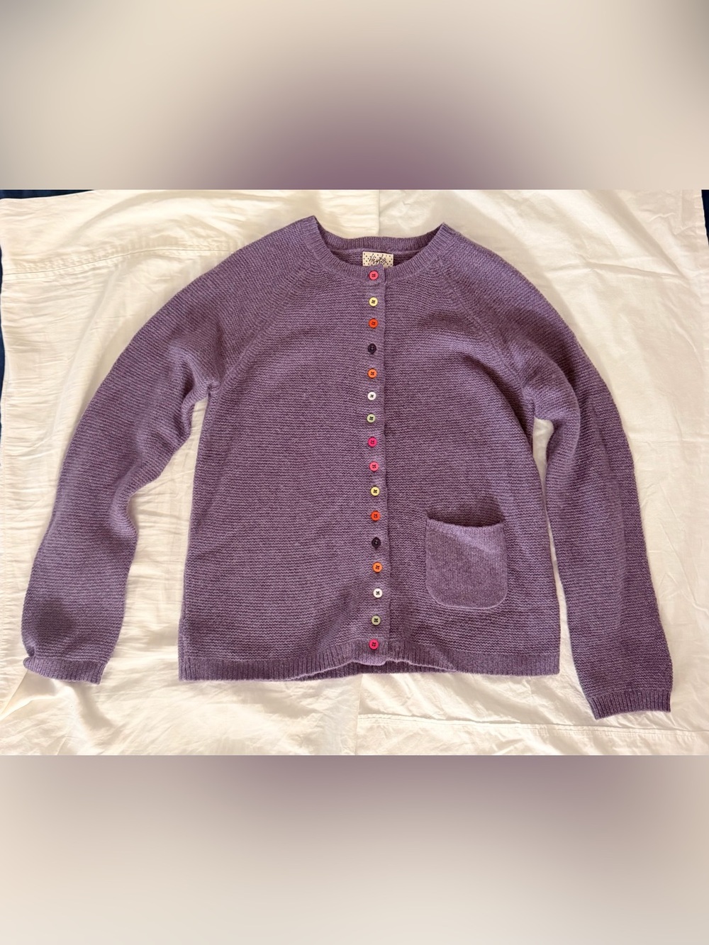 Heyton Purple Crewneck Button-Front Sweater Cardigan
